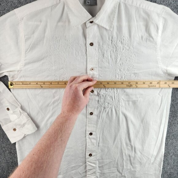 Avirex White Embroidered Button Up Shirt Large Long Sleeve Men Cotton Blend - Picture 13 of 16